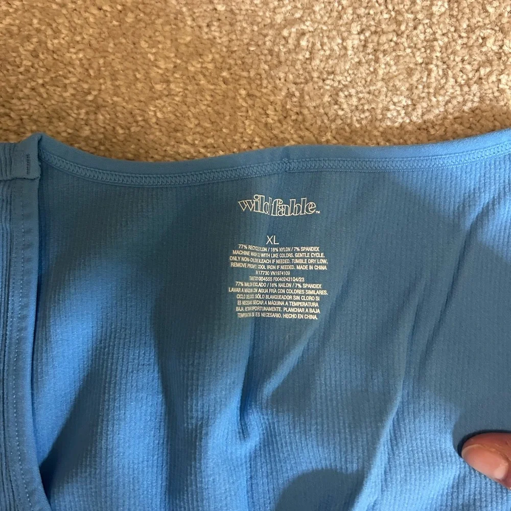 Wild Fable Sky Blue Ribbed Top - Picture 2 of 3